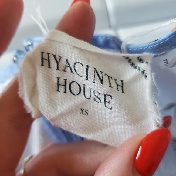 Hyacinth House Romper Womens XS Blue Puff Sleeve Floral Ruffle Cottagecore - Picture 3 of 9